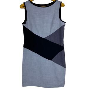 NINE WEST Sheath Sleeveless Dress Black Gray Sz 12 Side Zipper CA08349